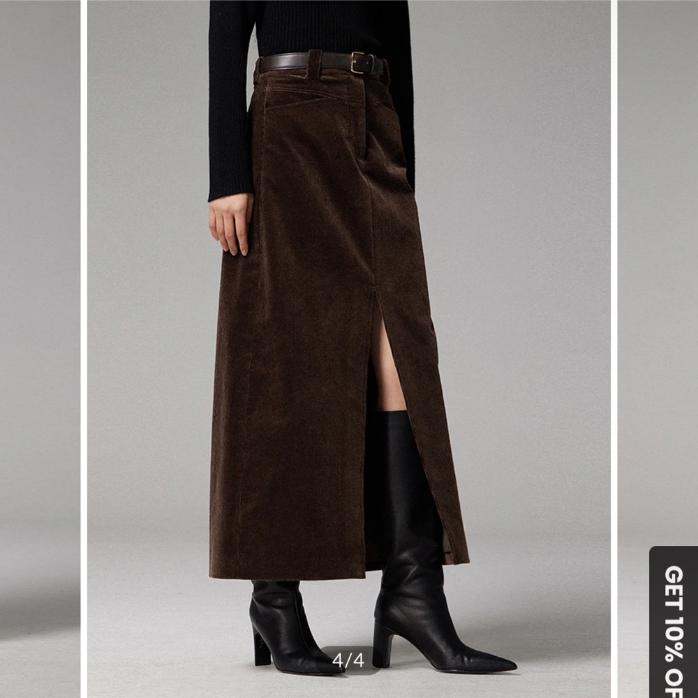 Commense Corduroy Maxi Skirt. Size Large. Brown. NWT - Picture 3 of 3